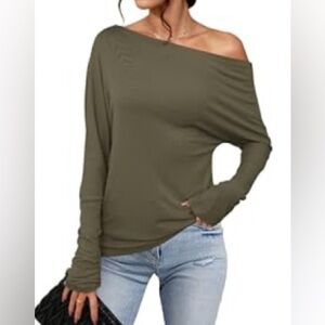 Off-Shoulder Olive Green Top